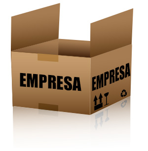 caja de cartón abierta con la palabra empresa escrita en ambos lados.