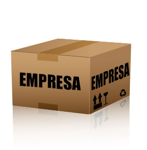 caja de cartón cerrada con la palabra empresa escrita en ambos lados.